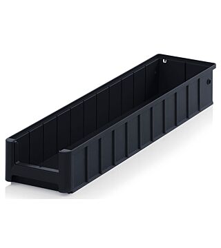 ESD shelf and material flow box, black, 600x156x90 mm