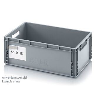 Label clip for ESD container