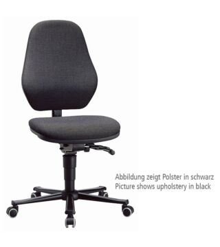 Laboratory chair Basic 2 with castors, fabric Duotec blue, backrest 530 mm - Synchrontechnik