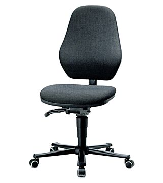 Laboratory chair Basic 2 with castors, fabric Duotec black, backrest 530 mm - Synchrontechnik
