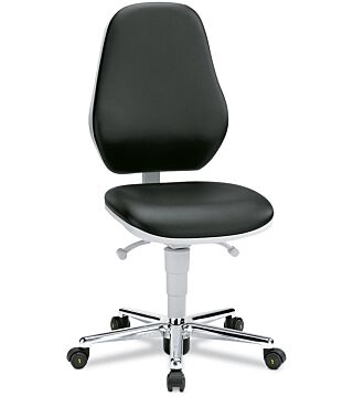 Cleanroom ESD work chair BASIC 2 Plus with castors, artificial leather Skai black