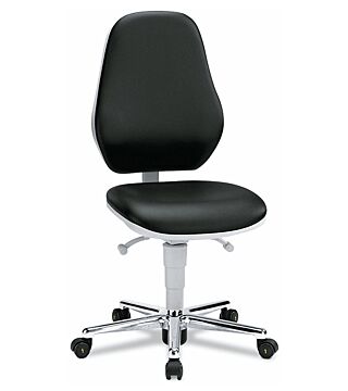 Cleanroom ESD work chair Basic 2 with castors, backrest 530 mm - synchronous technology