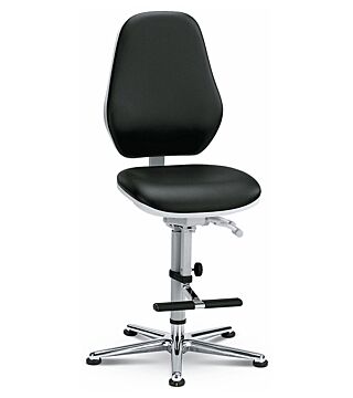 Cleanroom ESD-werkstoel Basic 3, met glijders en opstapsteun, rugleuning 530 mm - Synchrontechnik