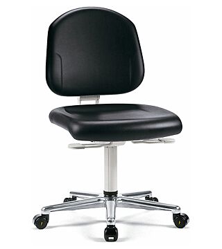 Cleanroom ESD work chair Plus 2 with castors, backrest height 380 mm