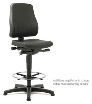 Krzesło robocze All-In-One Trend 3 ze ślizgaczami i pierścieniem na stopy, materiał Duotec czarny