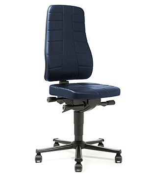 Work chair All-In-One Highline 2, castors, imitation leather blue