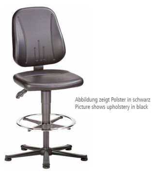 ESD Stuhl Unitec 3, mit Gleiter und Fußring, Kunstleder schwarz