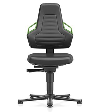 Krzesło robocze Labor NEXXIT 1 ze ślizgaczami, sztuczna skóra, podłokietniki zielone