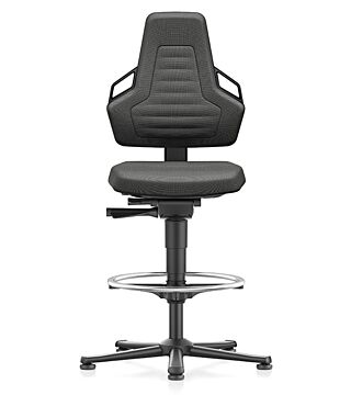 ESD chair NEXXIT 3, with glider and foot ring, fabric Duotec black, with handles