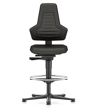 ESD Stuhl NEXXIT 3, mit Gleiter und Fußring, Supertec schwarz, ohne Griffe