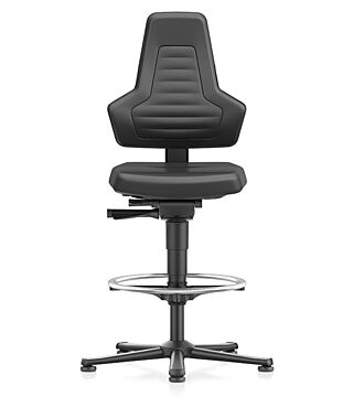 ESD Stuhl NEXXIT 3, mit Gleiter und Fußring, Kunstleder schwarz, ohne Griffe