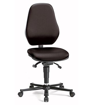 ESD chair BASIC 2 Plus with castors, fabric Duotec black, permanent contact and seat inclination, seat-stop castors, backrest 530 mm