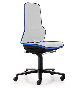 Krzesło ESD Neon 2 z kółkami, taśma uszczelniająca niebieska, technologia stałego kontaktu
