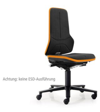 Krzesło robocze Neon 2 z kółkami, taśma uszczelniająca pomarańczowa, technologia synchroniczna - tapicerka Supertec czarna