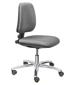 ESD Chair BASIC, with castors, fabric anthracite, permanent contact