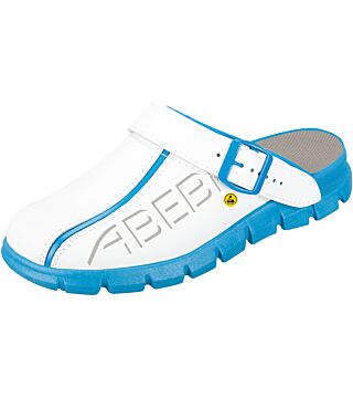 ESD-professional shoes Dynamic , Clog white/ blue with print ESD