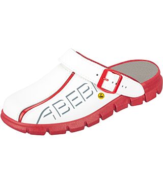 Clog white/ red with imprint ESD, 37313 ESD occupational shoes Dynamic ladies / men, OB