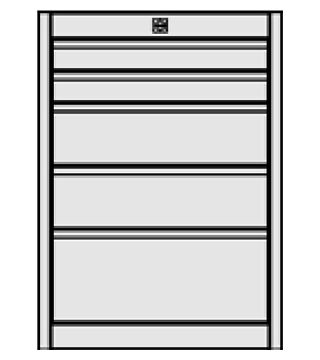 ESD drawer block F0 Quadro, gray/red, 418x540x583 mm