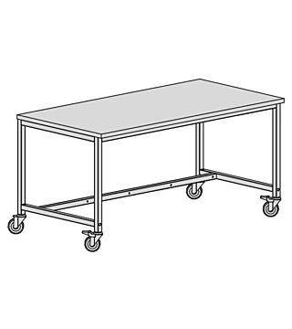 ESD work table Basic, height adjustable, mobile work table, reinforced design, 1600x800 mm