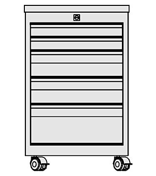 ESD drawer block FO Sintro mobile, 2x1HE/2x2HE,/1x3HE, lid ESD hard laminate, 670x540x418mm