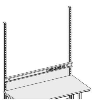 Support rails for socket strips, for hanging in, 1600x45x85mm