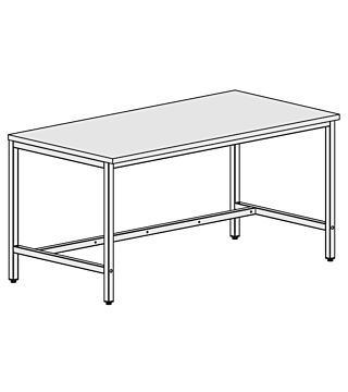 ESD work table Basic, adjustable, ESD hard laminate, manually adjustable, grey, 1600x800 mm