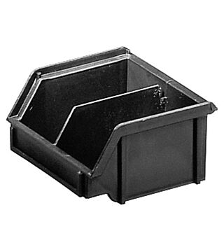 ESD open fronted storage bin with division, 95x100x50 mm