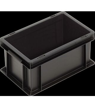 ESD container NB MC, 300x200x147mm, shell handles, bottom/sides closed, black