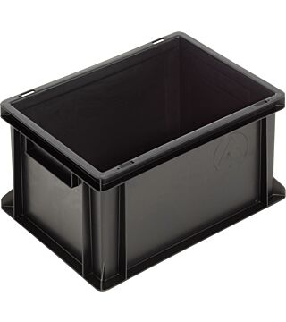 ESD Behälter NB MC, 400x300x220mm, Griffleisten, Boden/Seitenwände geschlossen, schwarz