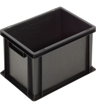 ESD Behälter NB MC, 400x300x270mm, Griffleisten, Boden/Seitenwände geschlossen, schwarz
