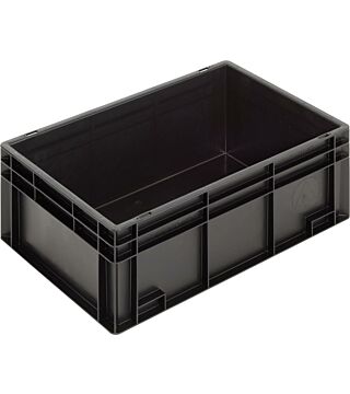 ESD Behälter NB MC, 600x400x236mm, Griffleisten, Boden/Seitenwände geschlossen, schwarz