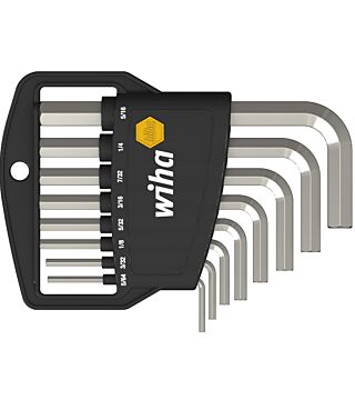 Stiftschlüssel Set im Classic Halter Sechskant 8-tlg. kurz, glanzvernickelt, Zoll-Ausführung (01176)