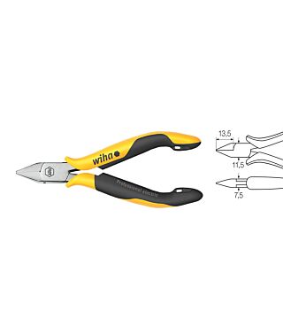 Diagonal cutters Professional ESD wide, pointed head ,out bevelled edge, 115 mm