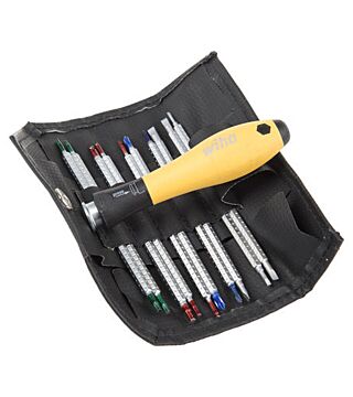 ESD screwdriver set with interchangeable blades SYSTEM 4, 11 pieces, roll pouch (31499)
