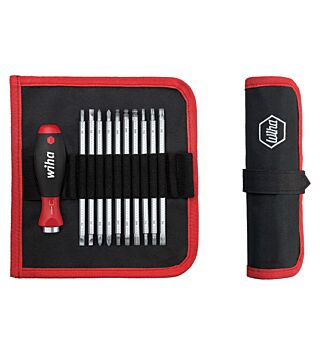 Screwdriver with interchangeable blades set, SYSTEM 6 SET 11 pcs, with roll-up case