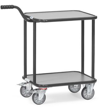 Handle dolly "GREY EDITION", load capacity 250kg, with 2 wooden platforms, 600x450mm