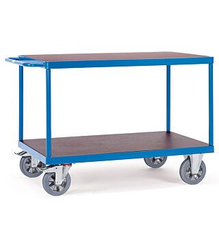 Table trolley, capacity 1200kg, with 2 wooden shelves, 1000x700mm