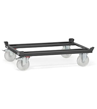Pallet trolley "GREY EDITION", max. load 1050kg, for flat pallets and mesh pallets, polyamide wheels, 1210x810mm