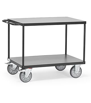 Table trolley "GREY EDITION", max. load 600kg, with 2 wooden shelves, 850x500mm