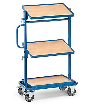 Side trolley, 3 shelves, inclinable, 200 kg, 605 x 405 mm