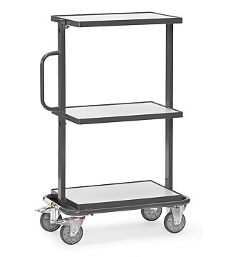 ESD side trolley, max. load 200kg, with 3 wooden shelves, 605x405mm