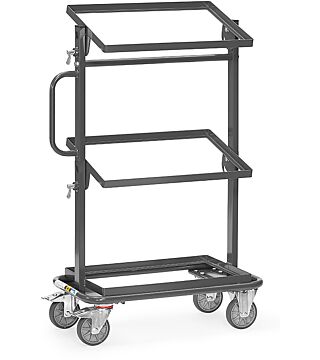 ESD side trolley, max. load 200kg, with open frame, load surfaces can be tilted, 605x405mm.