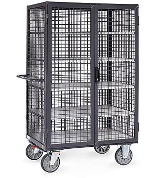 ESD box trolley, electrically conductive with double wing door and drive bolt lock, 1000x680mm