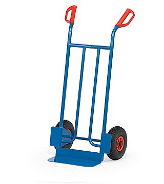 Tubular steel cart, pneumatic wheels, 250 kg, shovel: 150 x 400 mm