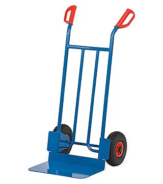 Tubular steel cart, pneumatic wheels, 250 kg, shovel: 300 x 480 mm