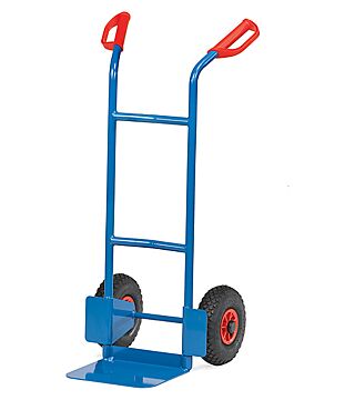 Tubular steel cart, pneumatic wheels, 200 kg, shovel: 250 x 320 mm