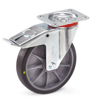 ESD steering castors, 125 x 32 mm, with brakes