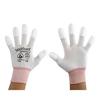 ESD-Handschuh, weiß, beschichtete Fingerkuppen