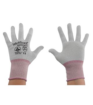ESD handschoen grijs, zonder coating, nylon/koolstof