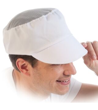 Hygostar cap fabric, white with mesh top